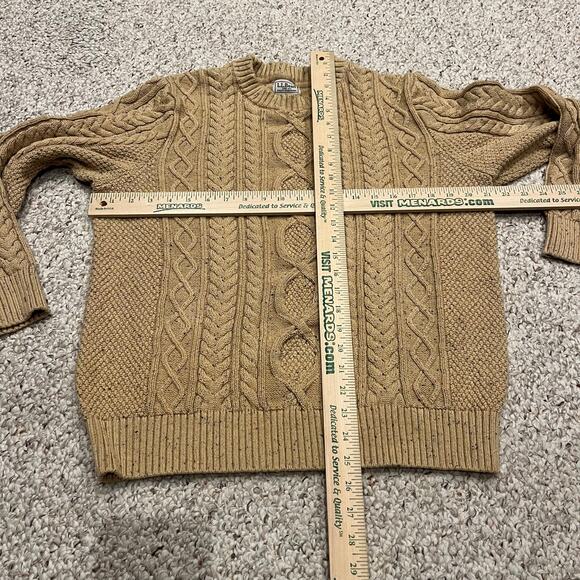 LL Bean Men's Heritage Soft Cotton Fisherman Sweater Sz L Cotton Cable Knit - Picture 4 of 5